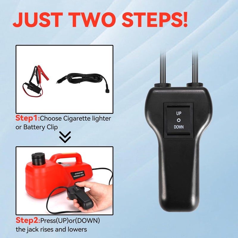 Trihelper Electric Car Jack 5 Ton 12V Hydraulic Jack Portable Car Lift Floor Jack Stand for Sedans SUV MPV Sedan Truck Change Tires Garage Repair Roadside Emergency Kit - Image 4